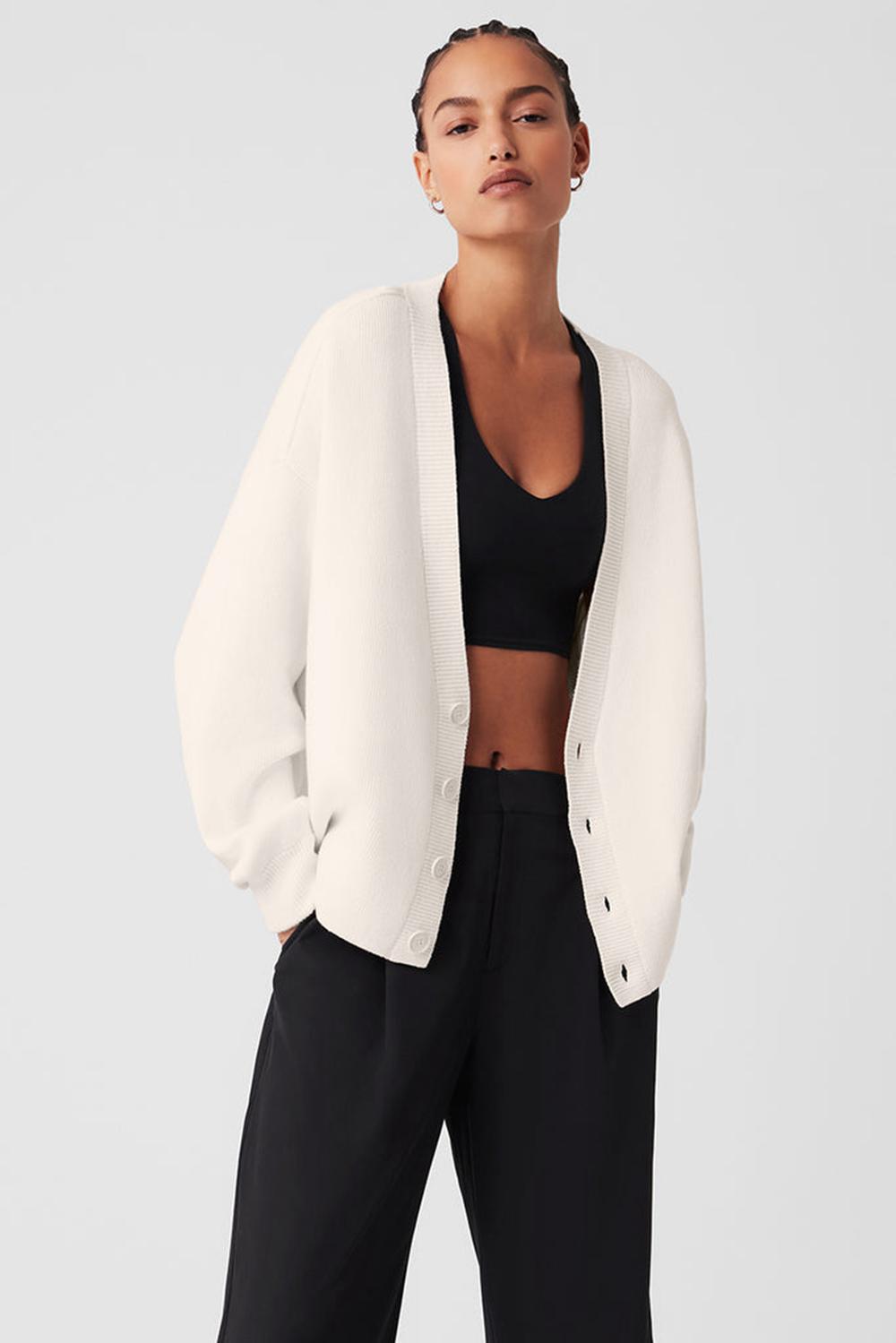 Suéteres Alo Yoga Scholar Cardigan Mujer Ivory | Mexico  RJQ-509813