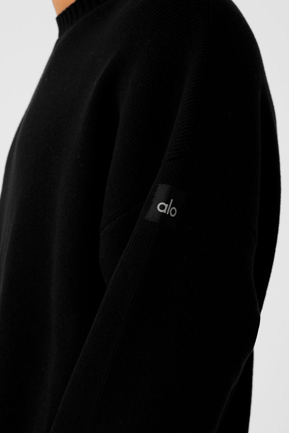 Suéteres Alo Yoga Scholar Crew Neck Hombre Negros | Mexico  CXV-081596