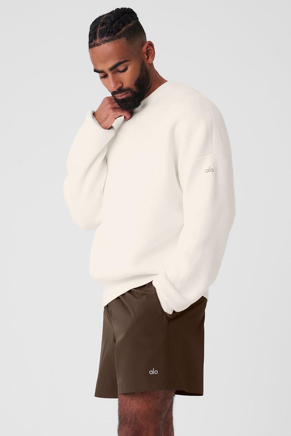 Suéteres Alo Yoga Scholar Crew Neck Hombre Ivory | Mexico  NXJ-452718