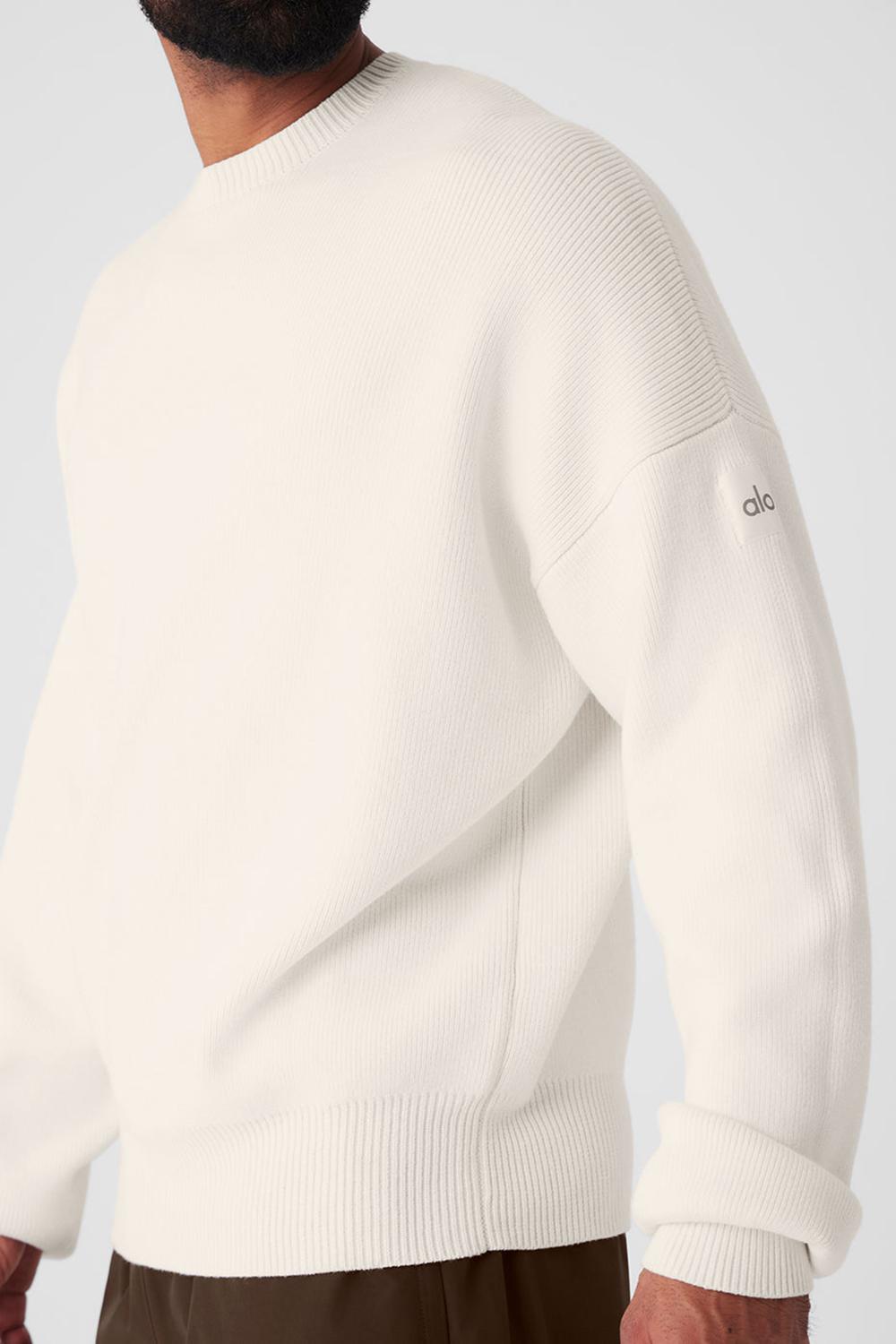 Suéteres Alo Yoga Scholar Crew Neck Hombre Ivory | Mexico  NXJ-452718