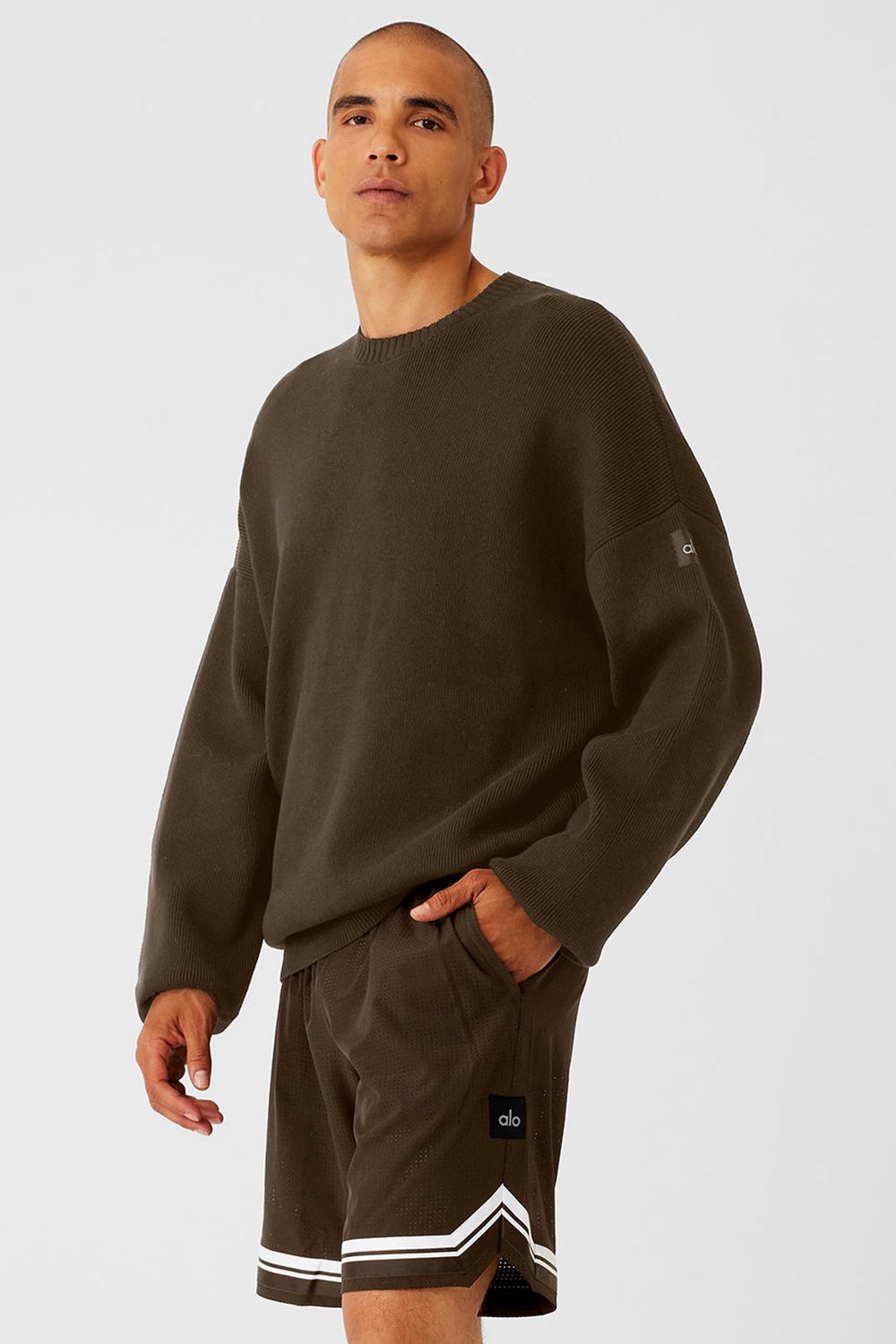 Suéteres Alo Yoga Scholar Crew Neck Hombre Espresso | Mexico  CJU-147093