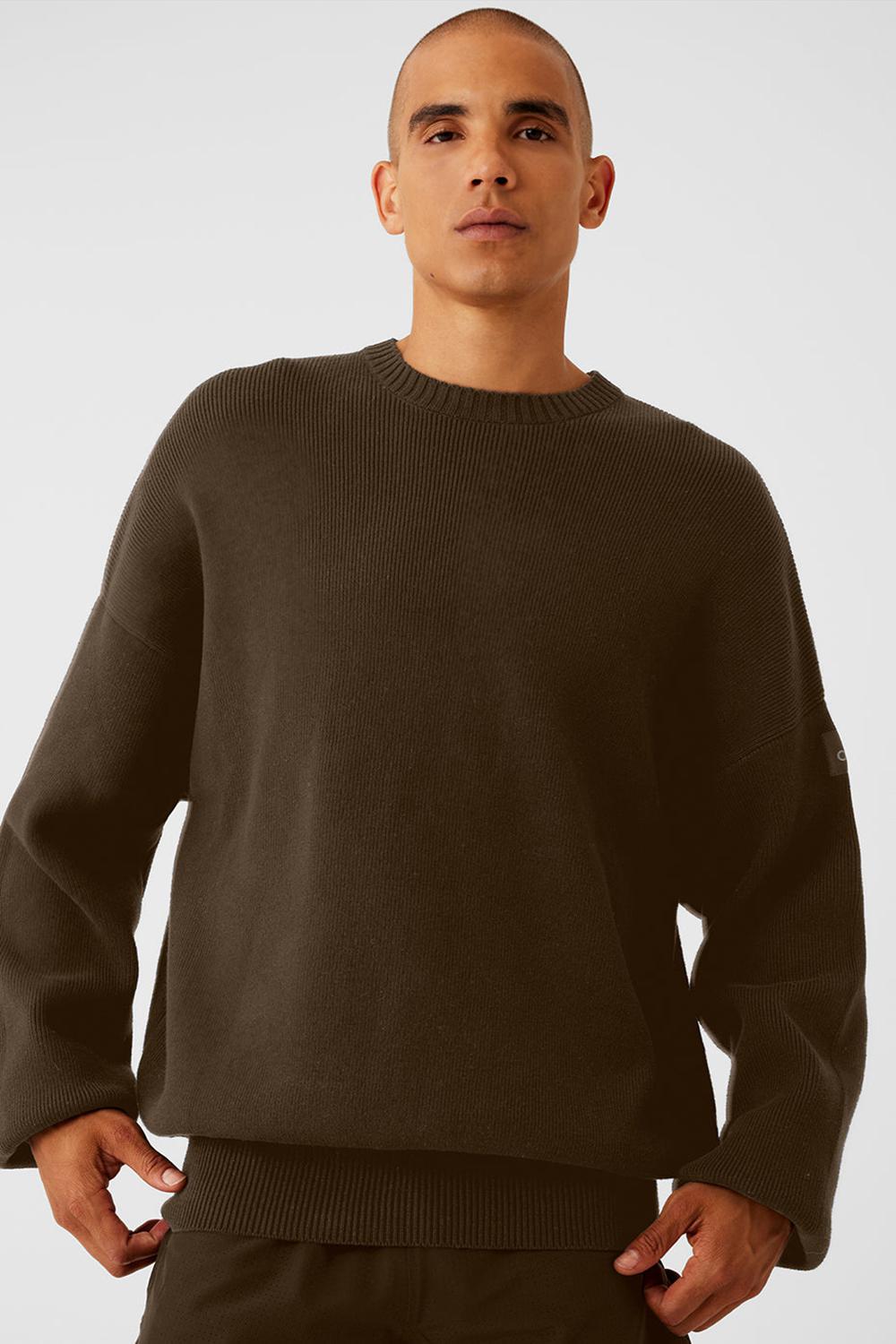 Suéteres Alo Yoga Scholar Crew Neck Hombre Espresso | Mexico  CJU-147093
