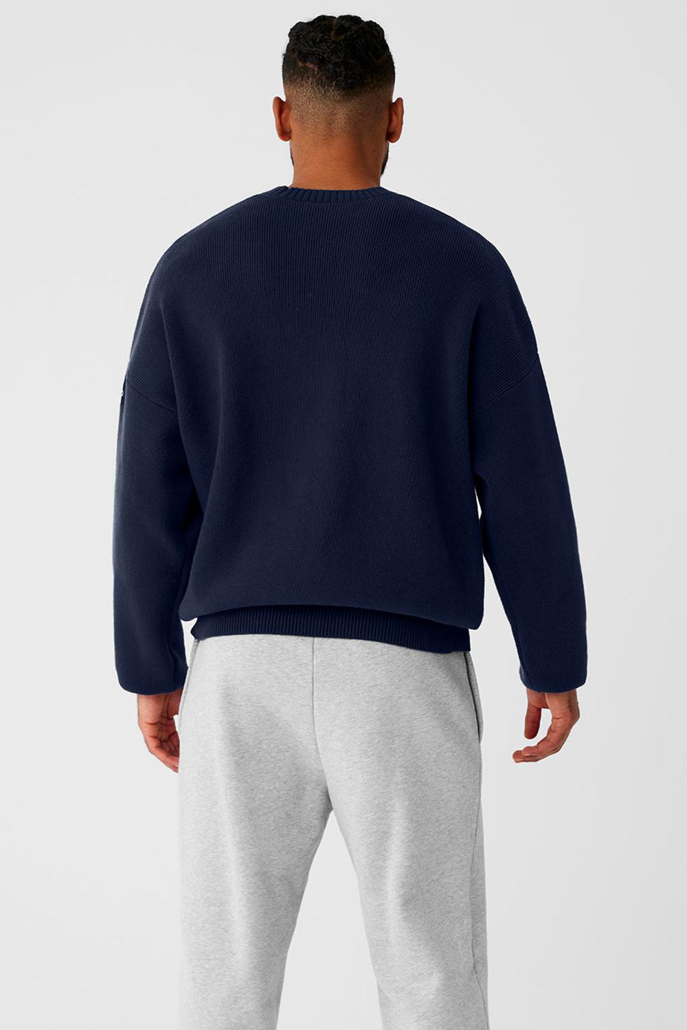 Suéteres Alo Yoga Scholar Crew Neck Hombre Azul Marino | Mexico  FBZ-109628