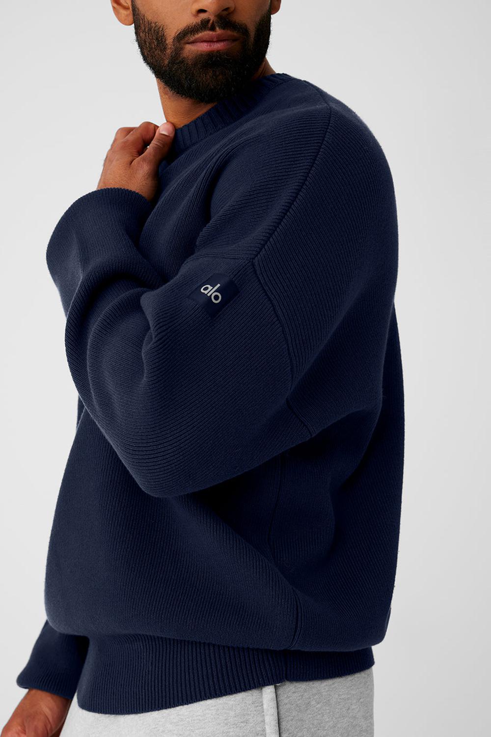 Suéteres Alo Yoga Scholar Crew Neck Hombre Azul Marino | Mexico  FBZ-109628