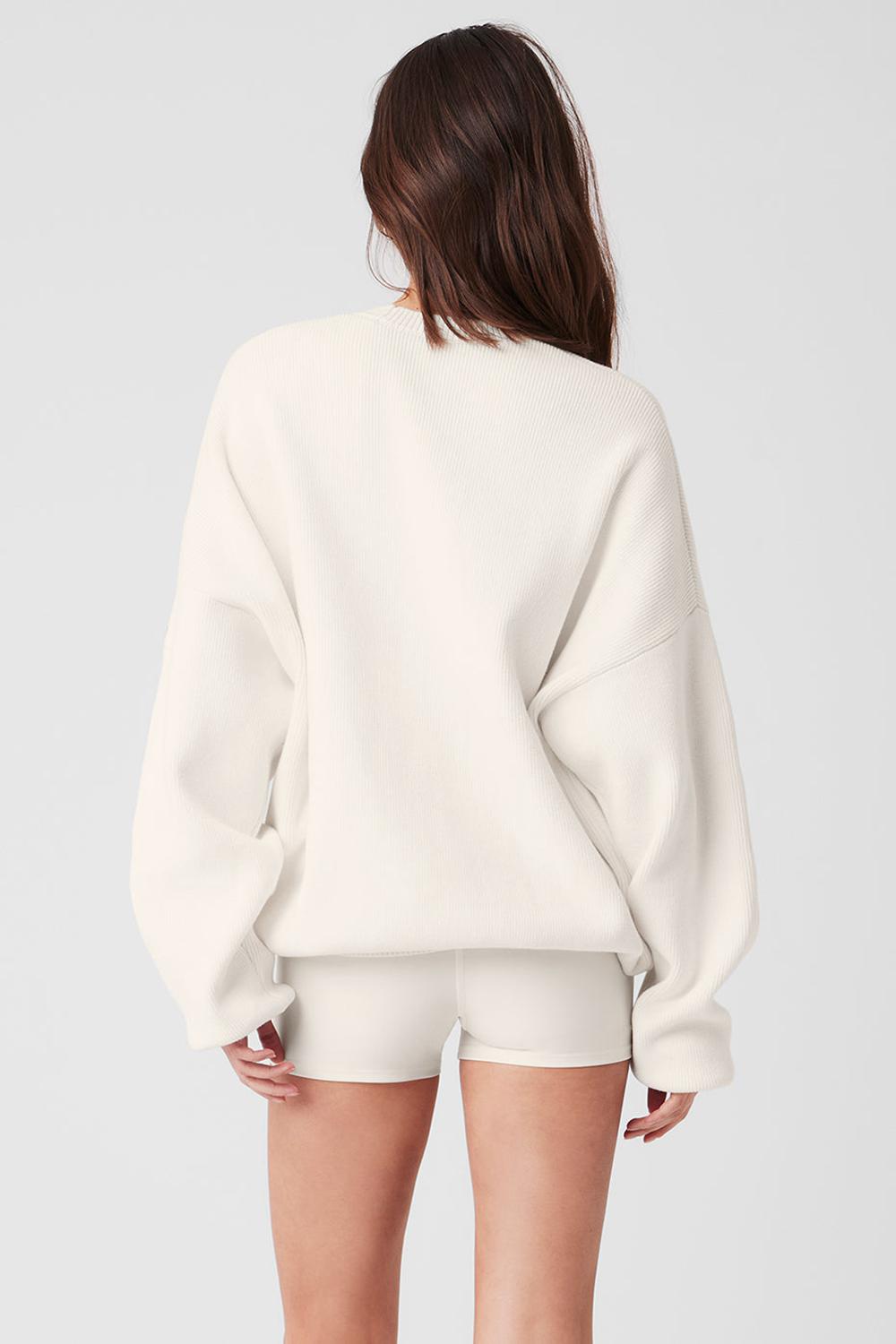 Suéteres Alo Yoga Scholar Crew Neck Mujer Ivory | Mexico  XVG-940253