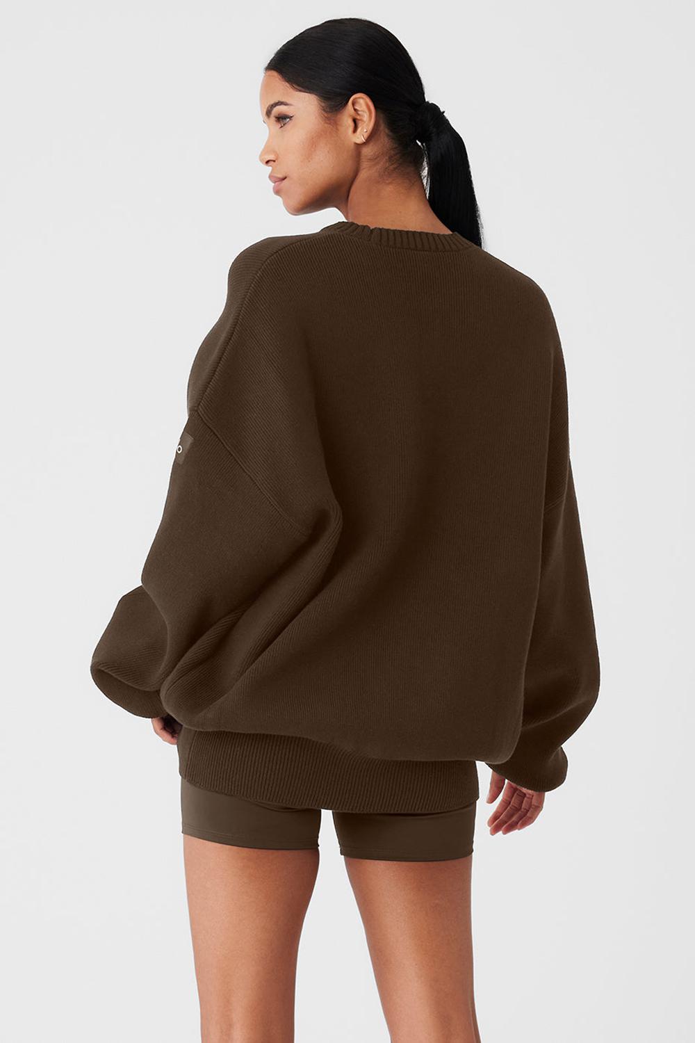 Suéteres Alo Yoga Scholar Crew Neck Mujer Espresso | Mexico  YJF-536742