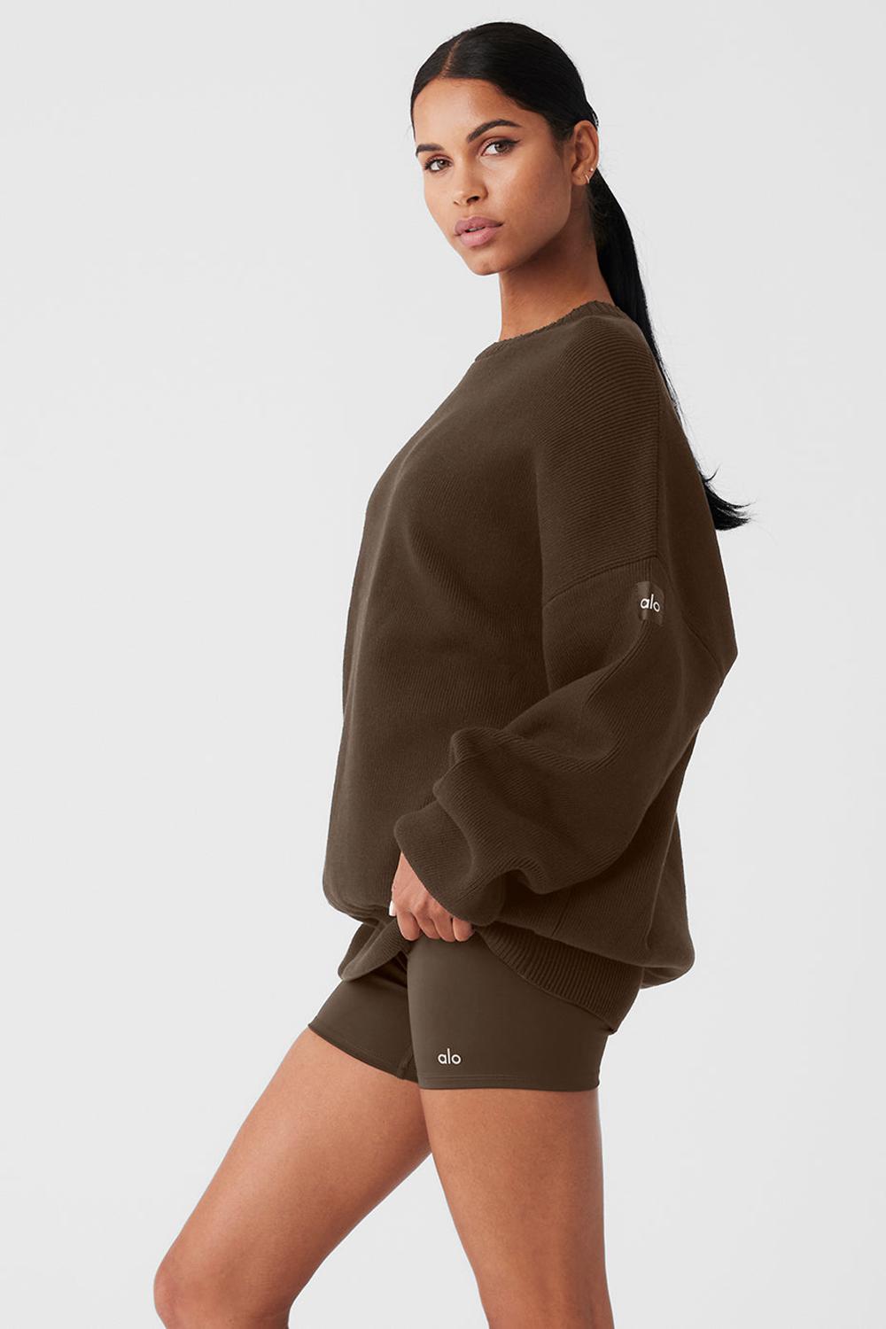 Suéteres Alo Yoga Scholar Crew Neck Mujer Espresso | Mexico  YJF-536742
