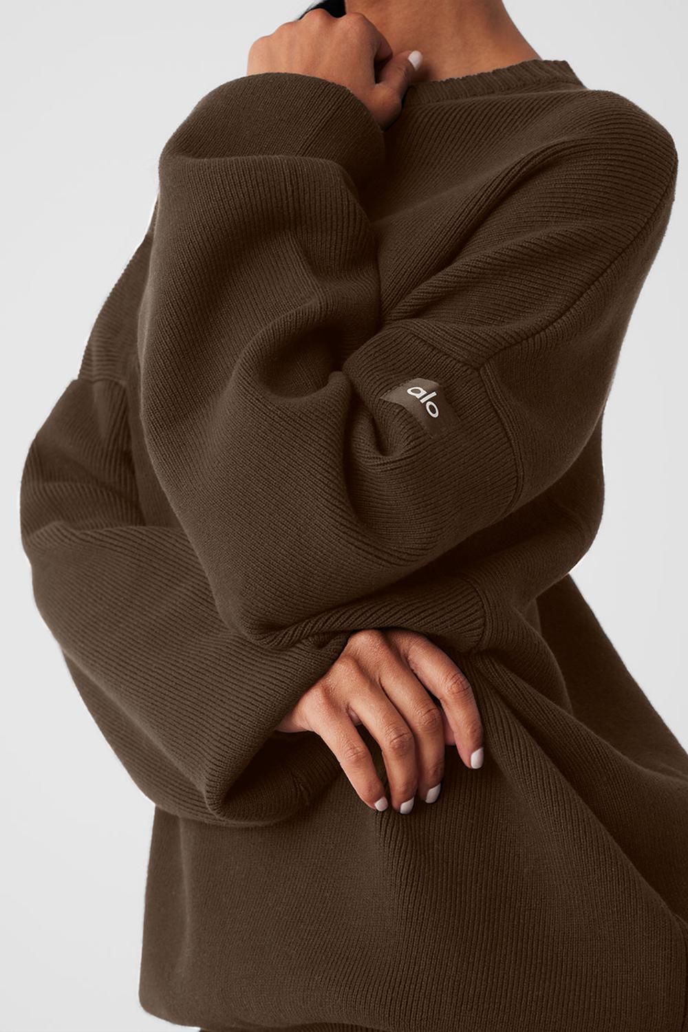 Suéteres Alo Yoga Scholar Crew Neck Mujer Espresso | Mexico  YJF-536742