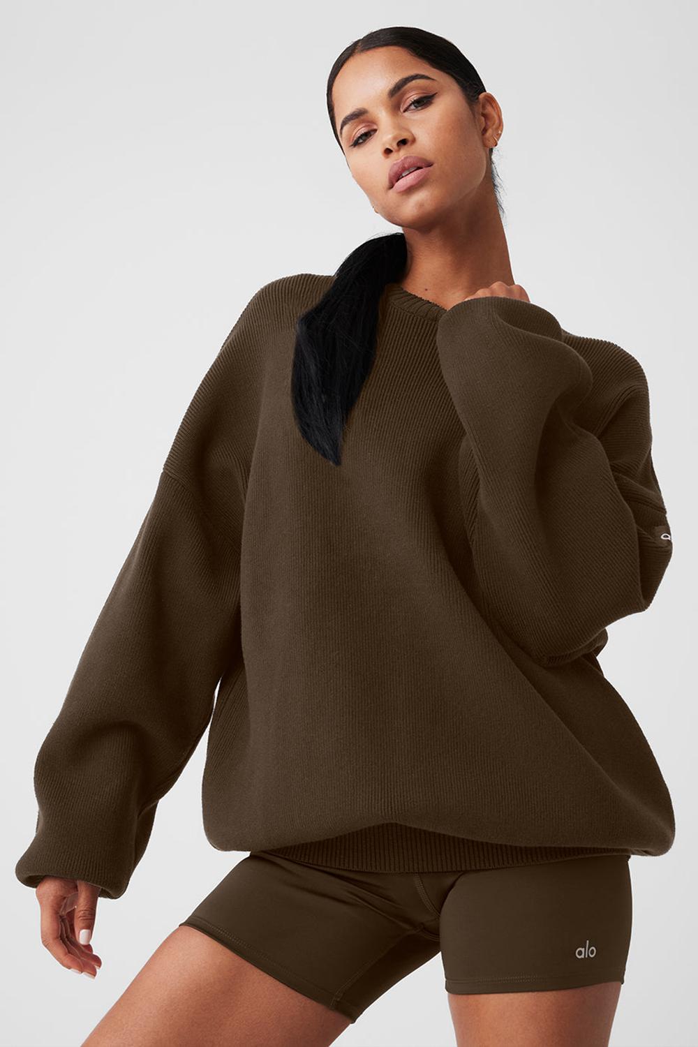 Suéteres Alo Yoga Scholar Crew Neck Mujer Espresso | Mexico  YJF-536742