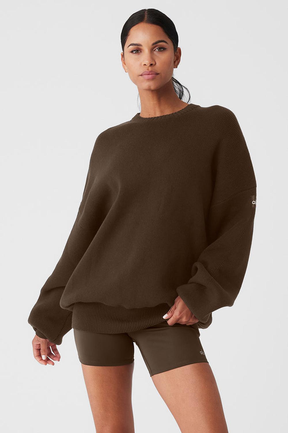 Suéteres Alo Yoga Scholar Crew Neck Mujer Espresso | Mexico  YJF-536742