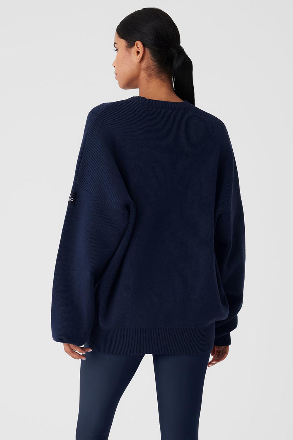 Suéteres Alo Yoga Scholar Crew Neck Mujer Azul Marino | Mexico  VOF-712360
