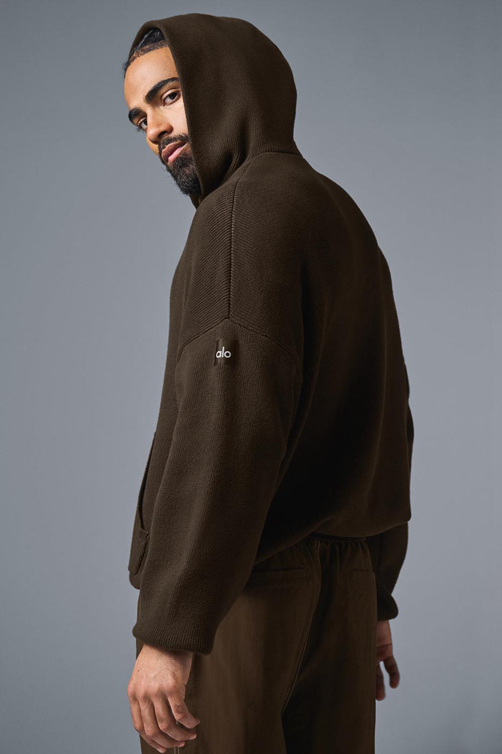 Suéteres Alo Yoga Scholar Hooded Hombre Espresso | Mexico  GCR-269358