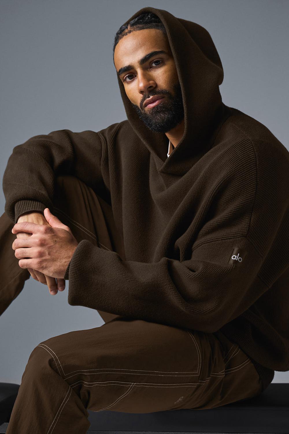 Suéteres Alo Yoga Scholar Hooded Hombre Espresso | Mexico  GCR-269358