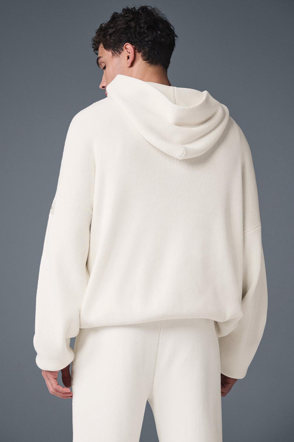 Suéteres Alo Yoga Scholar Hooded Hombre Ivory | Mexico  OBP-263705