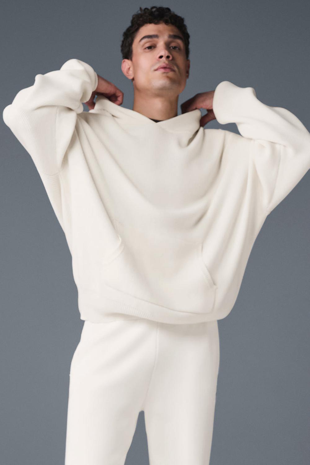 Suéteres Alo Yoga Scholar Hooded Hombre Ivory | Mexico  OBP-263705