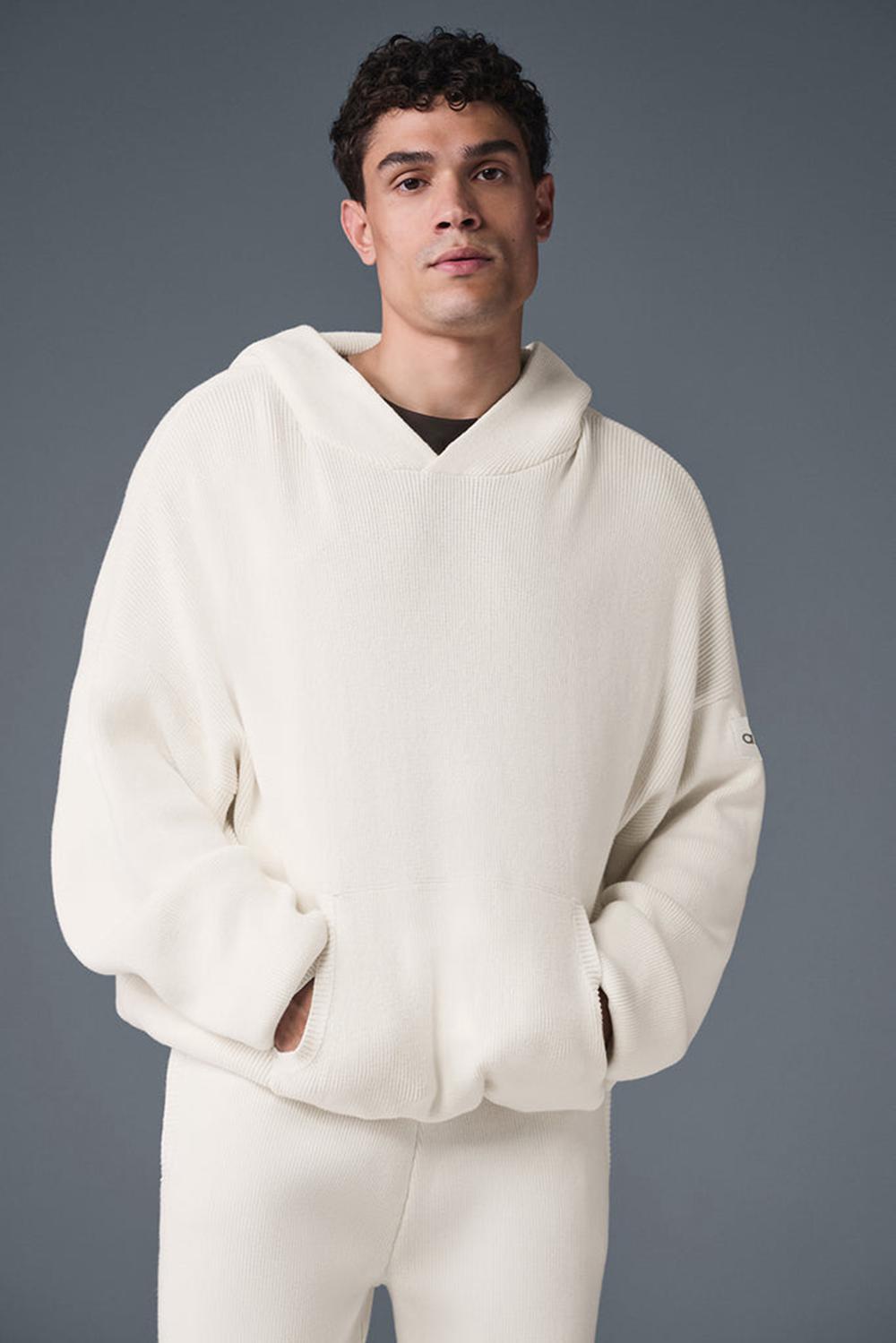 Suéteres Alo Yoga Scholar Hooded Hombre Ivory | Mexico  OBP-263705