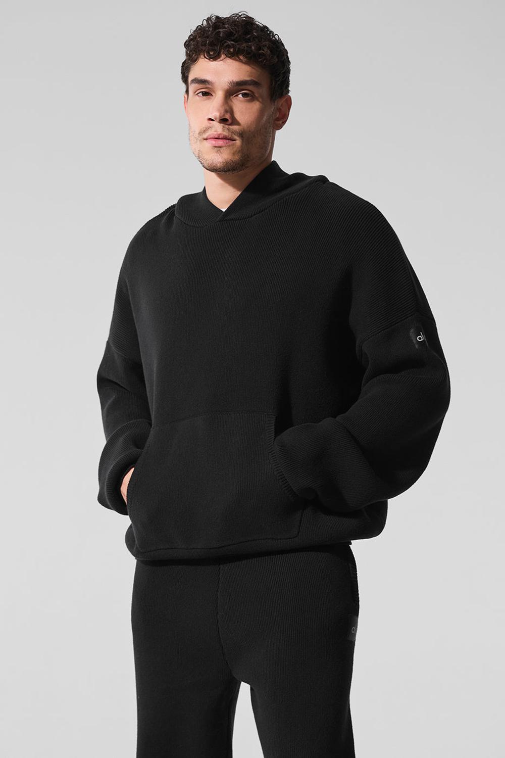 Suéteres Alo Yoga Scholar Hooded Hombre Negros | Mexico  XZD-907612