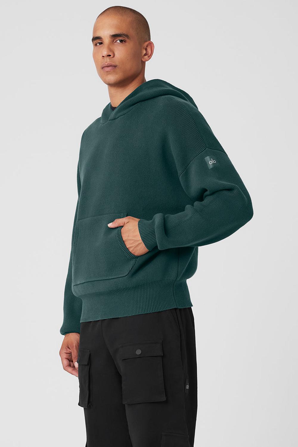 Suéteres Alo Yoga Scholar Hooded Hombre Verdes | Mexico  MKT-532461