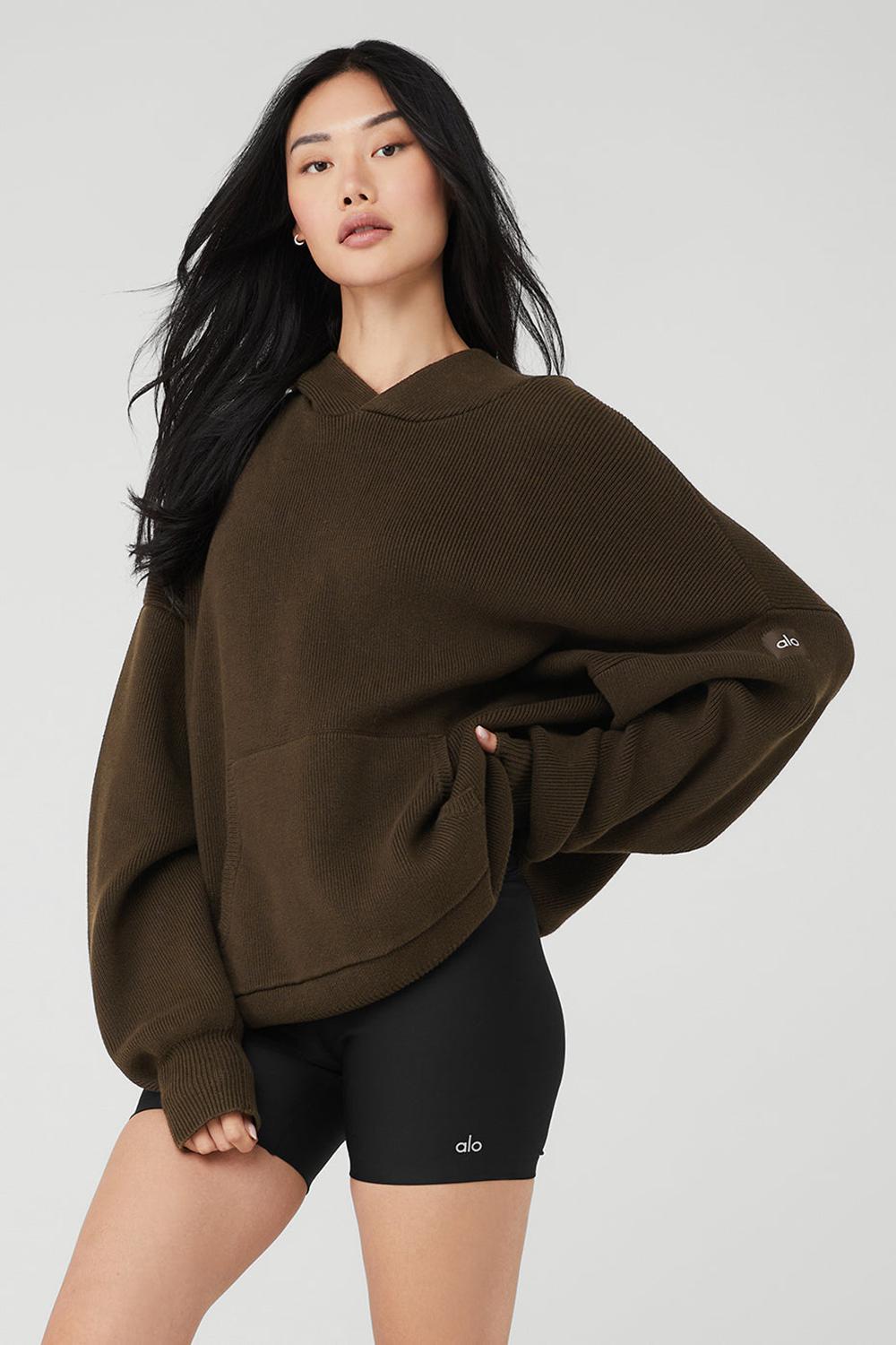 Suéteres Alo Yoga Scholar Hooded Mujer Espresso | Mexico  VGB-376249