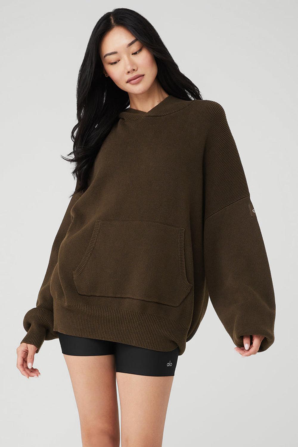 Suéteres Alo Yoga Scholar Hooded Mujer Espresso | Mexico  VGB-376249