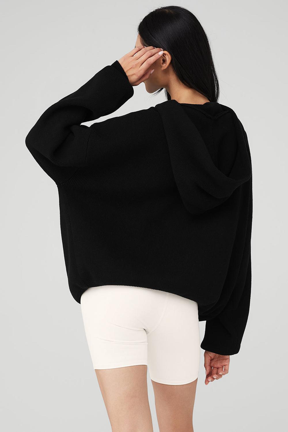 Suéteres Alo Yoga Scholar Hooded Mujer Negros | Mexico  PGR-301625