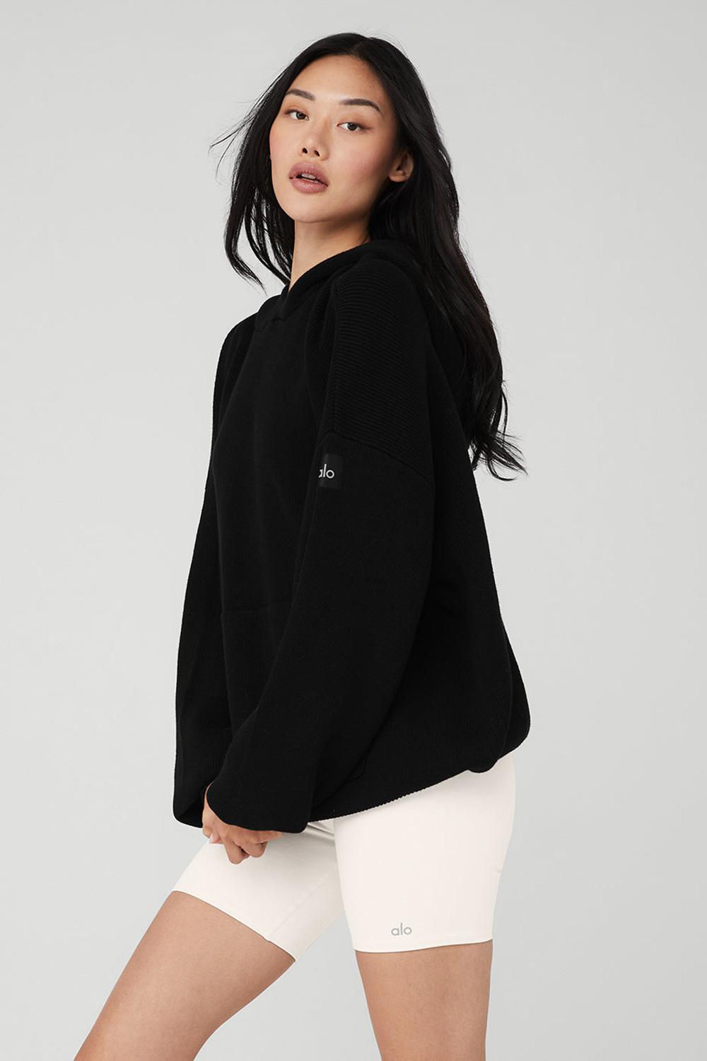 Suéteres Alo Yoga Scholar Hooded Mujer Negros | Mexico  PGR-301625