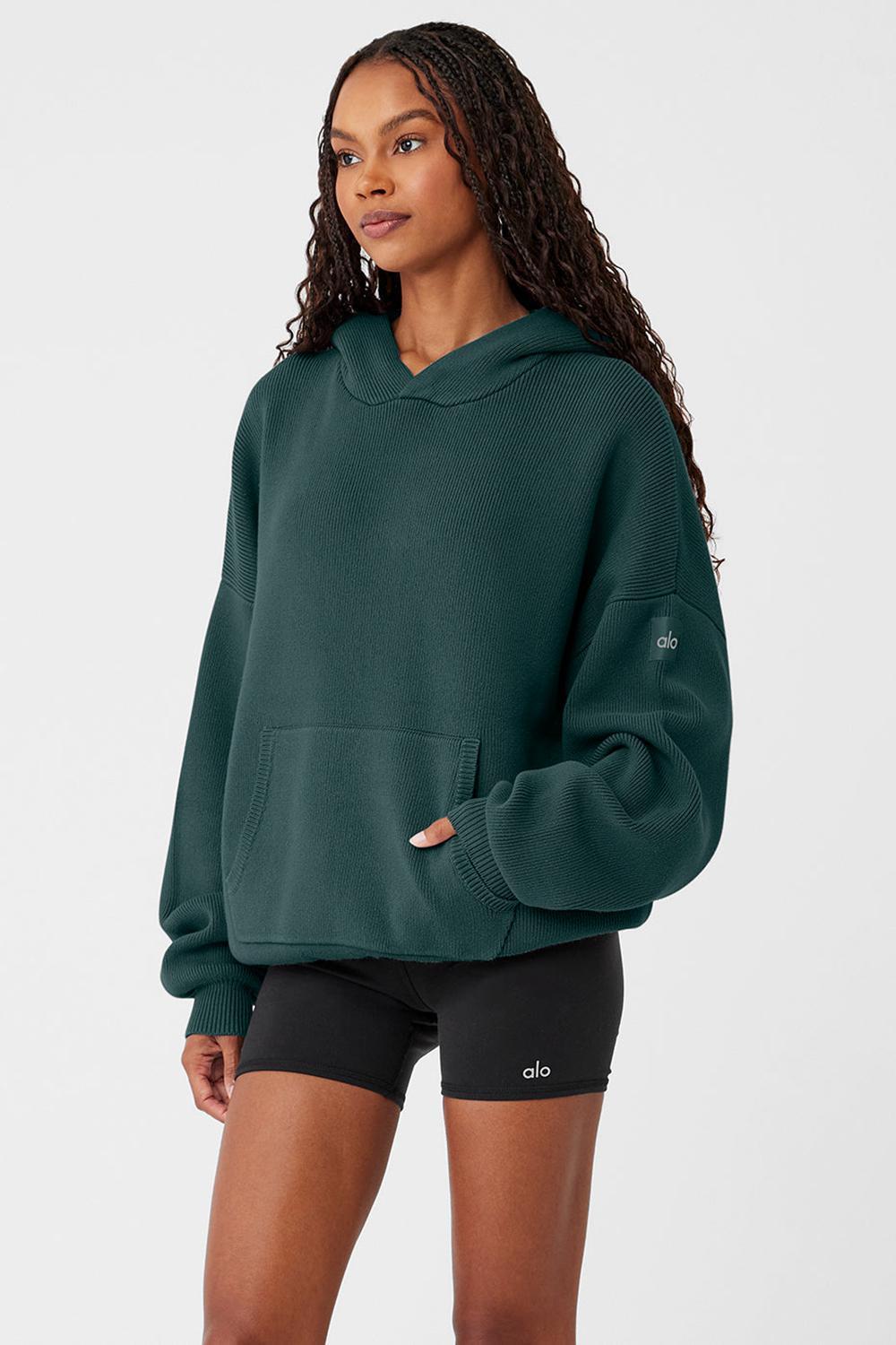 Suéteres Alo Yoga Scholar Hooded Mujer Verdes | Mexico  SAD-160235