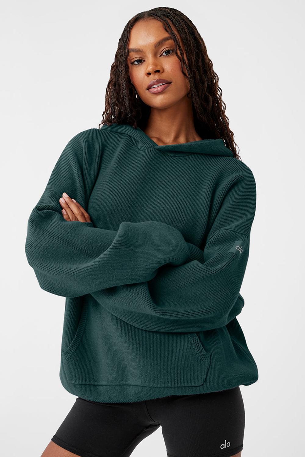 Suéteres Alo Yoga Scholar Hooded Mujer Verdes | Mexico  SAD-160235