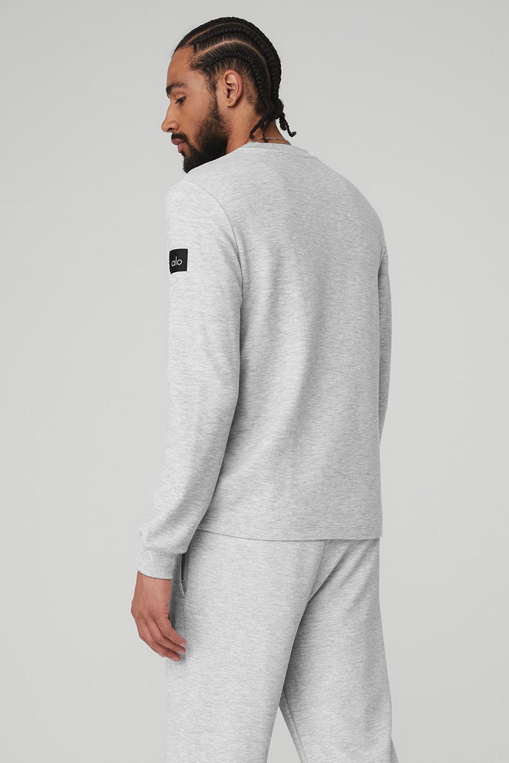 Tops Alo Yoga Micro Waffle Fast Break Henley Hombre Grises | Mexico  VNJ-147683