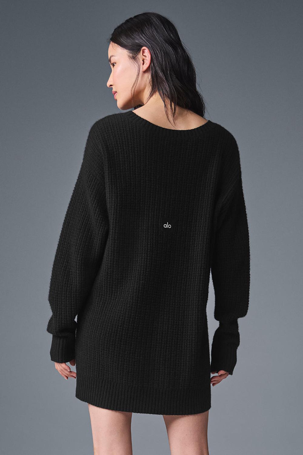 Vestido Alo Yoga Cashmere Plush Waffle Mujer Negros | Mexico  MCV-468702