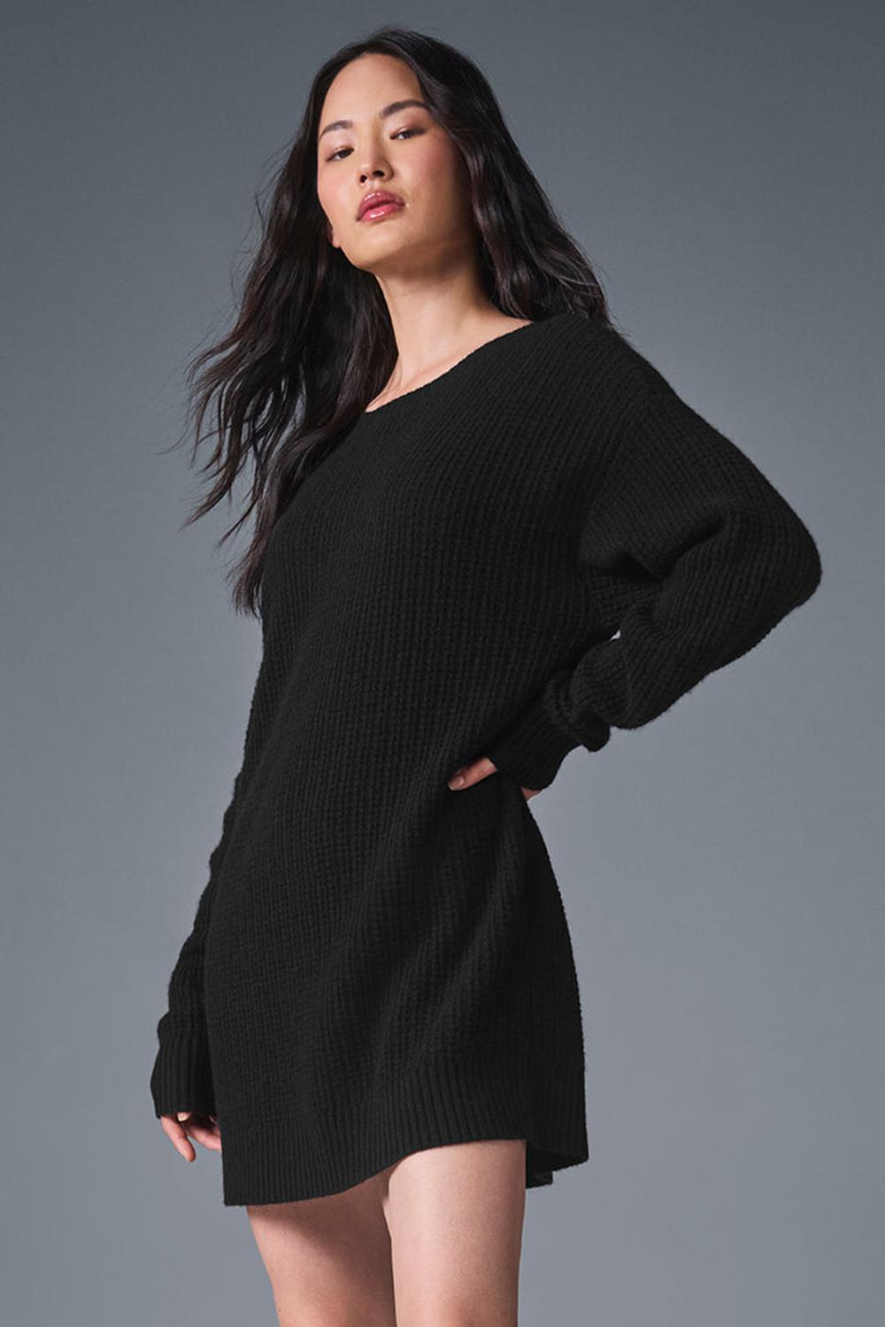 Vestido Alo Yoga Cashmere Plush Waffle Mujer Negros | Mexico  MCV-468702