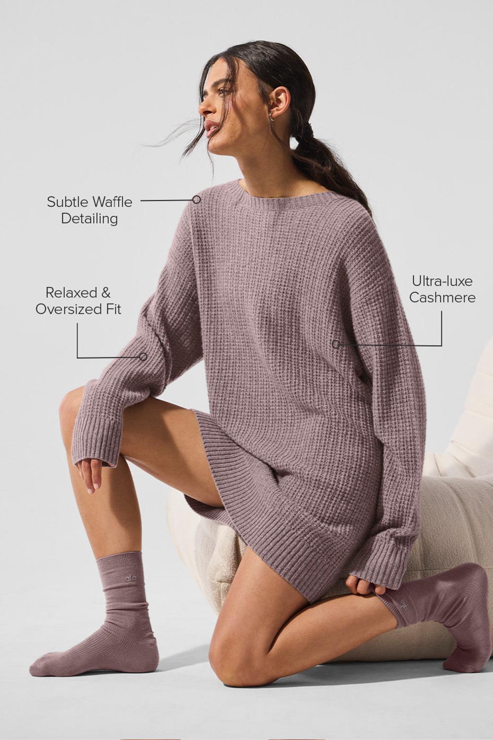 Vestido Alo Yoga Cashmere Plush Waffle Mujer Mushroom Heather | Mexico  MHB-018253