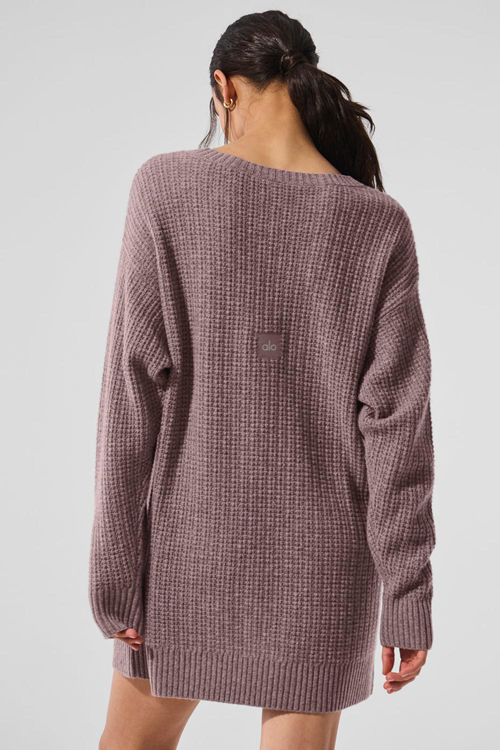 Vestido Alo Yoga Cashmere Plush Waffle Mujer Mushroom Heather | Mexico  MHB-018253
