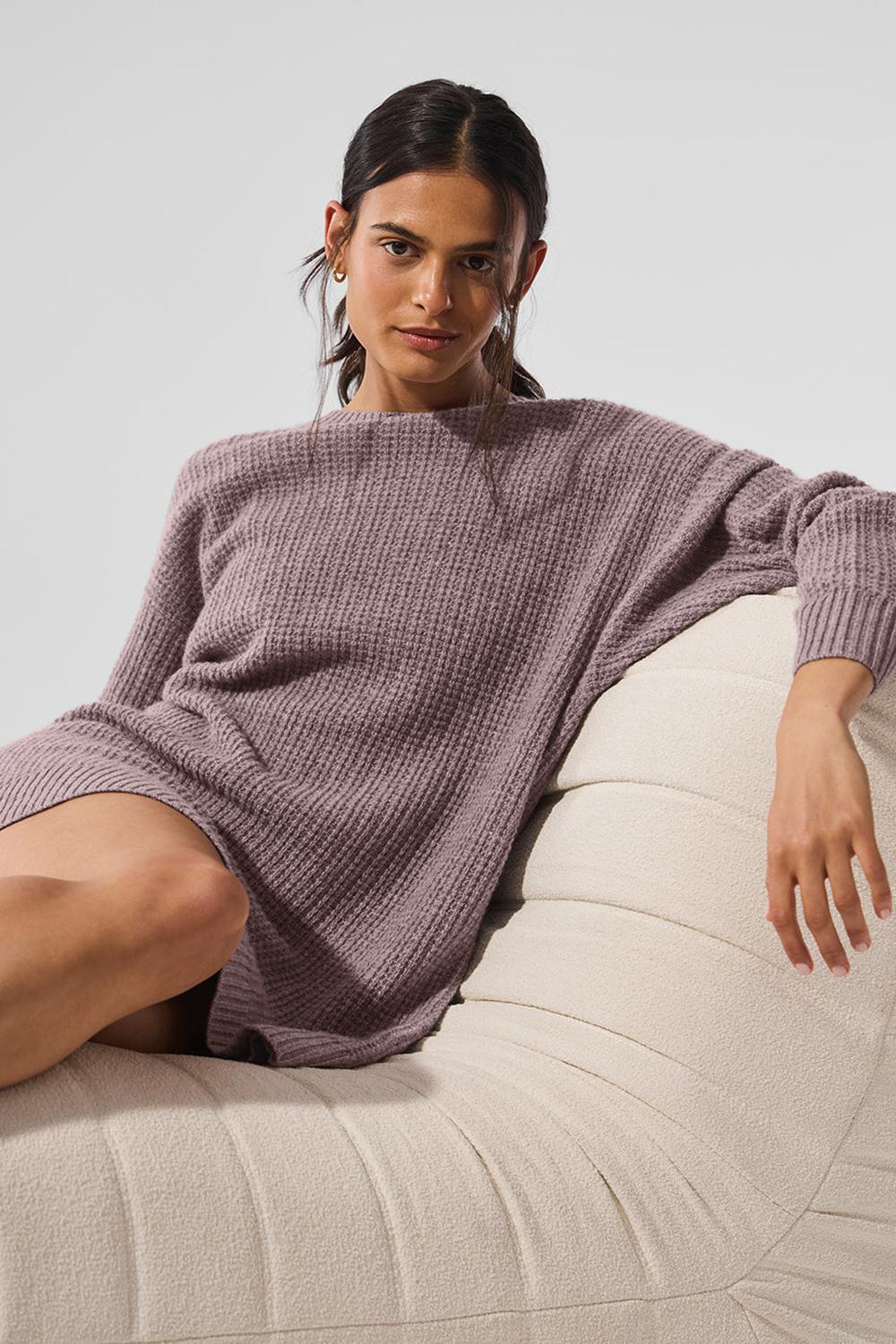 Vestido Alo Yoga Cashmere Plush Waffle Mujer Mushroom Heather | Mexico  MHB-018253