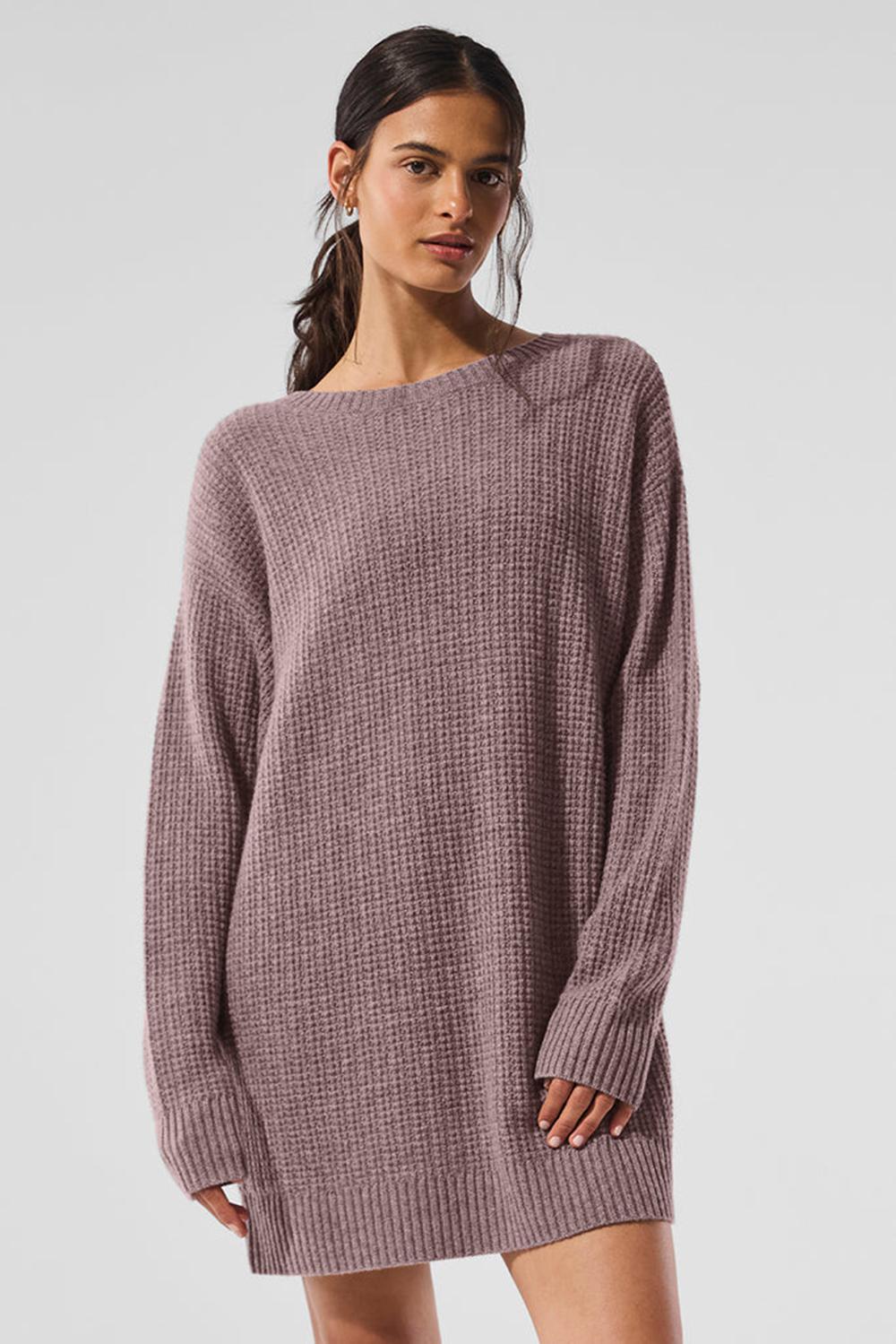 Vestido Alo Yoga Cashmere Plush Waffle Mujer Mushroom Heather | Mexico  MHB-018253