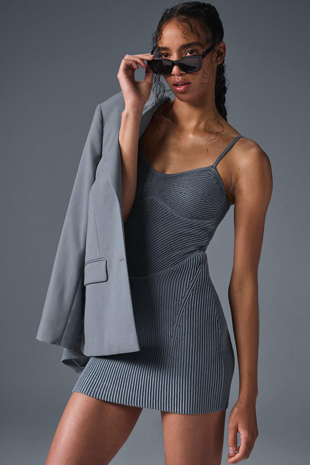 Vestido Alo Yoga Denim Knit Mini Mujer Grises | Mexico  PNL-096321