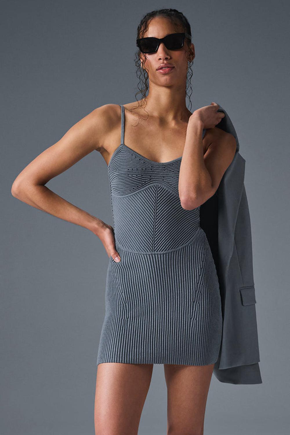 Vestido Alo Yoga Denim Knit Mini Mujer Grises | Mexico  PNL-096321
