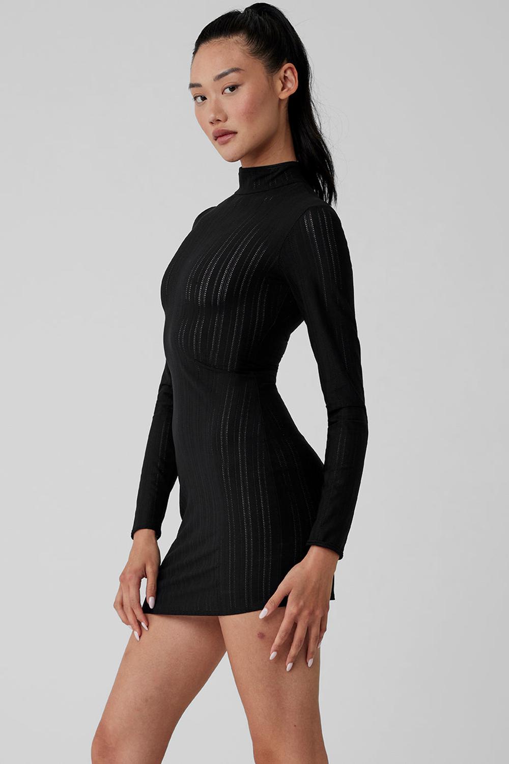 Vestido Alo Yoga Euphoria Long Sleeve Mujer Negros | Mexico  KLM-160359