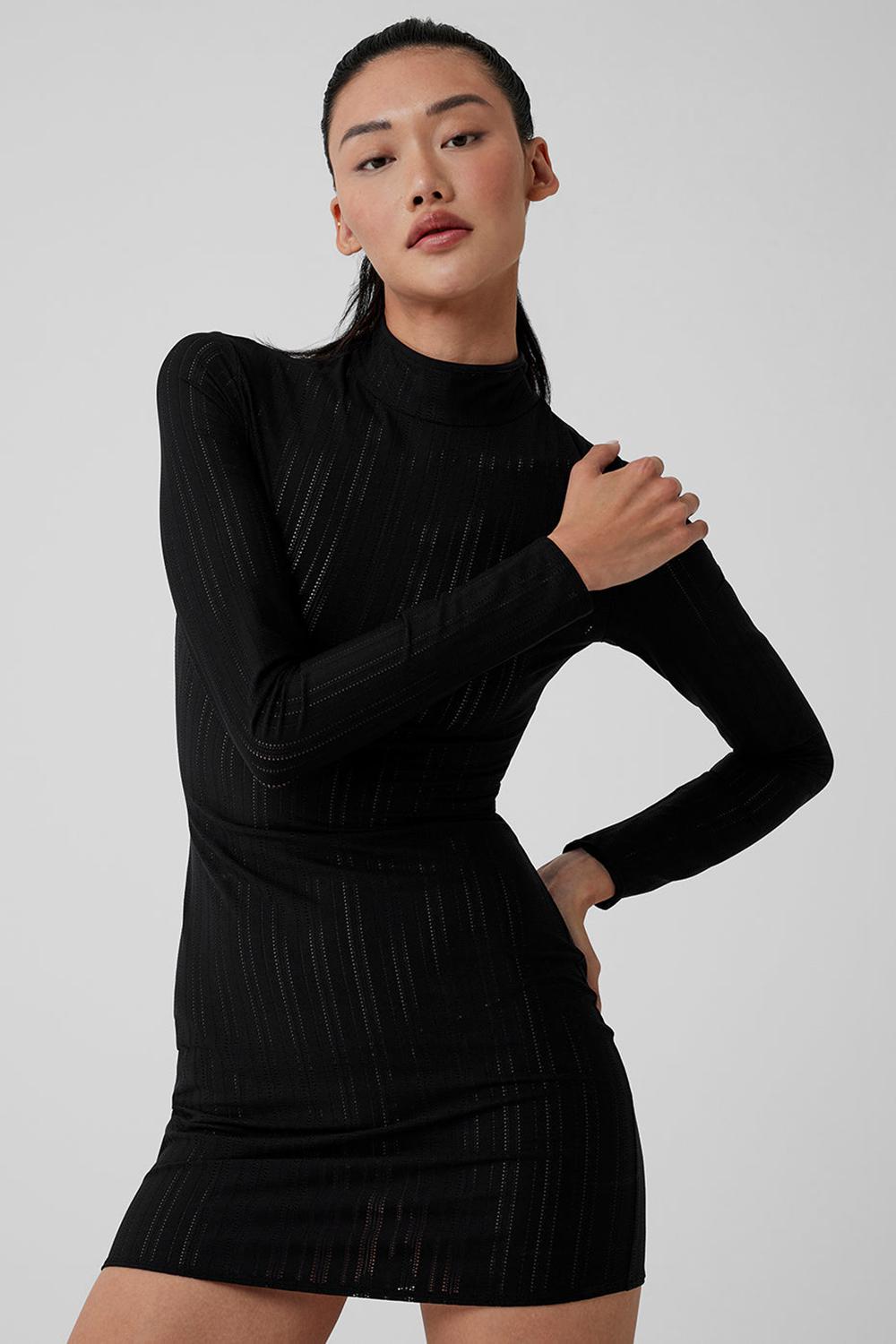 Vestido Alo Yoga Euphoria Long Sleeve Mujer Negros | Mexico  KLM-160359