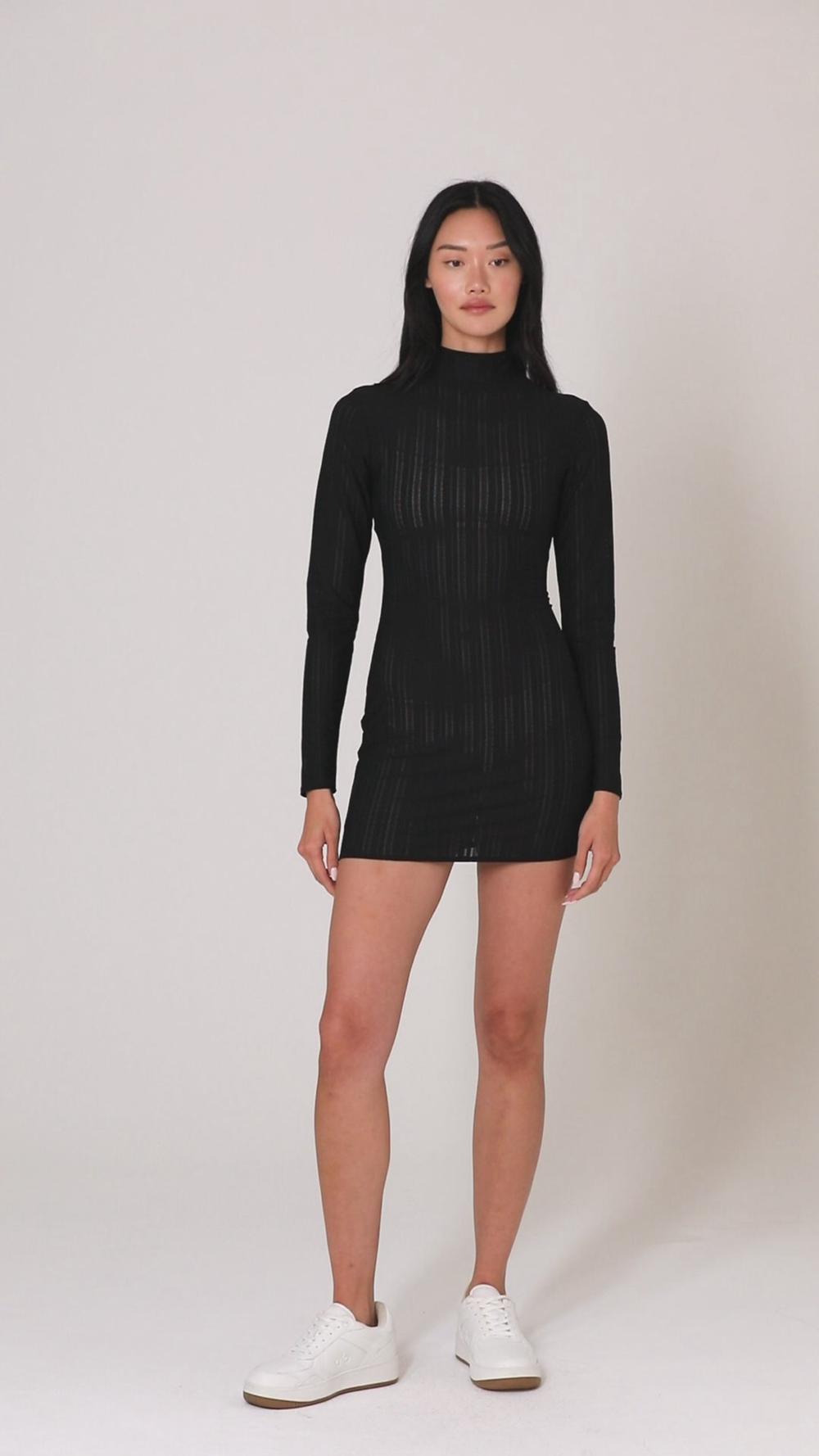 Vestido Alo Yoga Euphoria Long Sleeve Mujer Negros | Mexico  KLM-160359