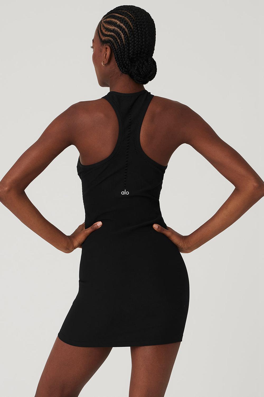 Vestido Alo Yoga Seamless Open Air Racerback Mujer Negros | Mexico  BXD-542018