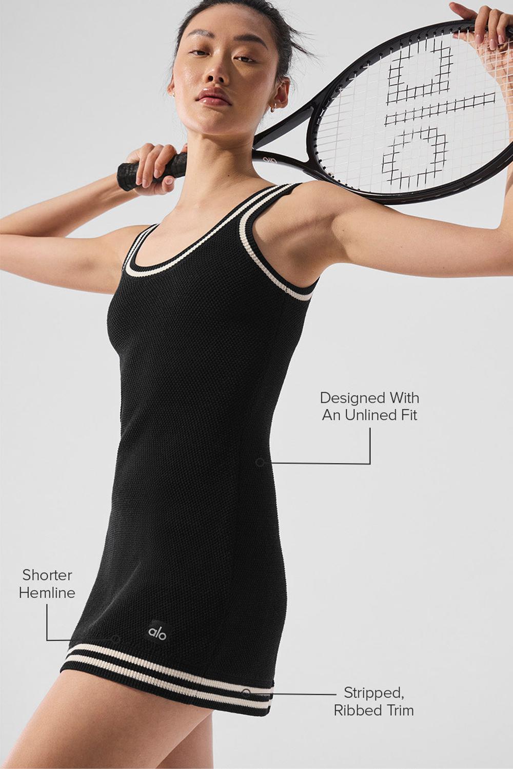 Vestido Alo Yoga Tennis Club Sweater Knit Mujer Negros | Mexico  PNJ-304168