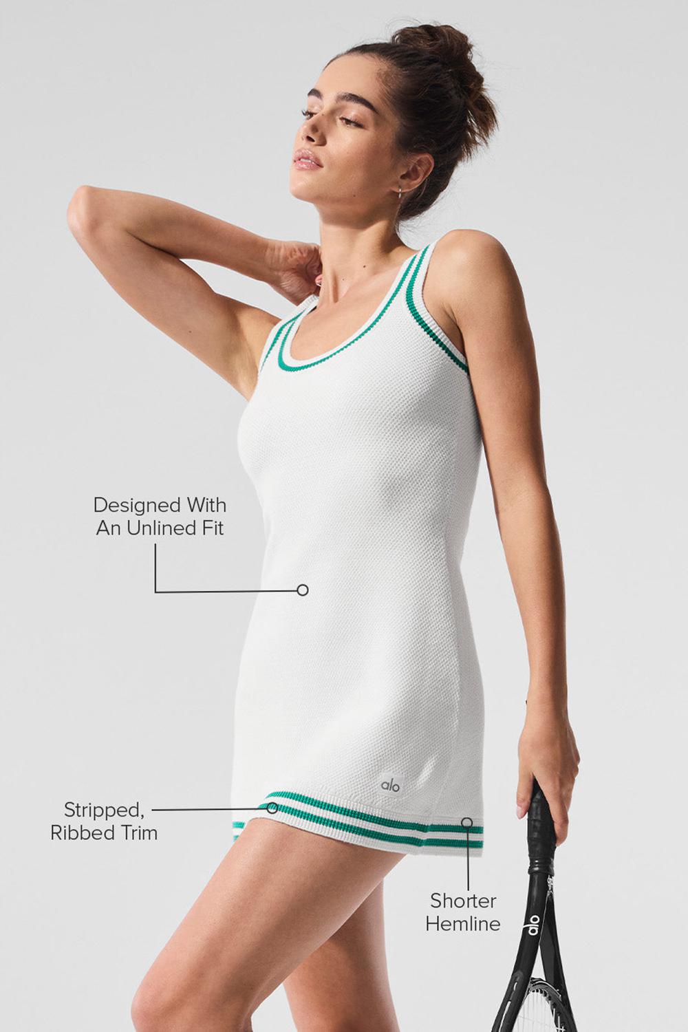 Vestido Alo Yoga Tennis Club Sweater Knit Mujer Blancos Verdes | Mexico  ZNQ-019437